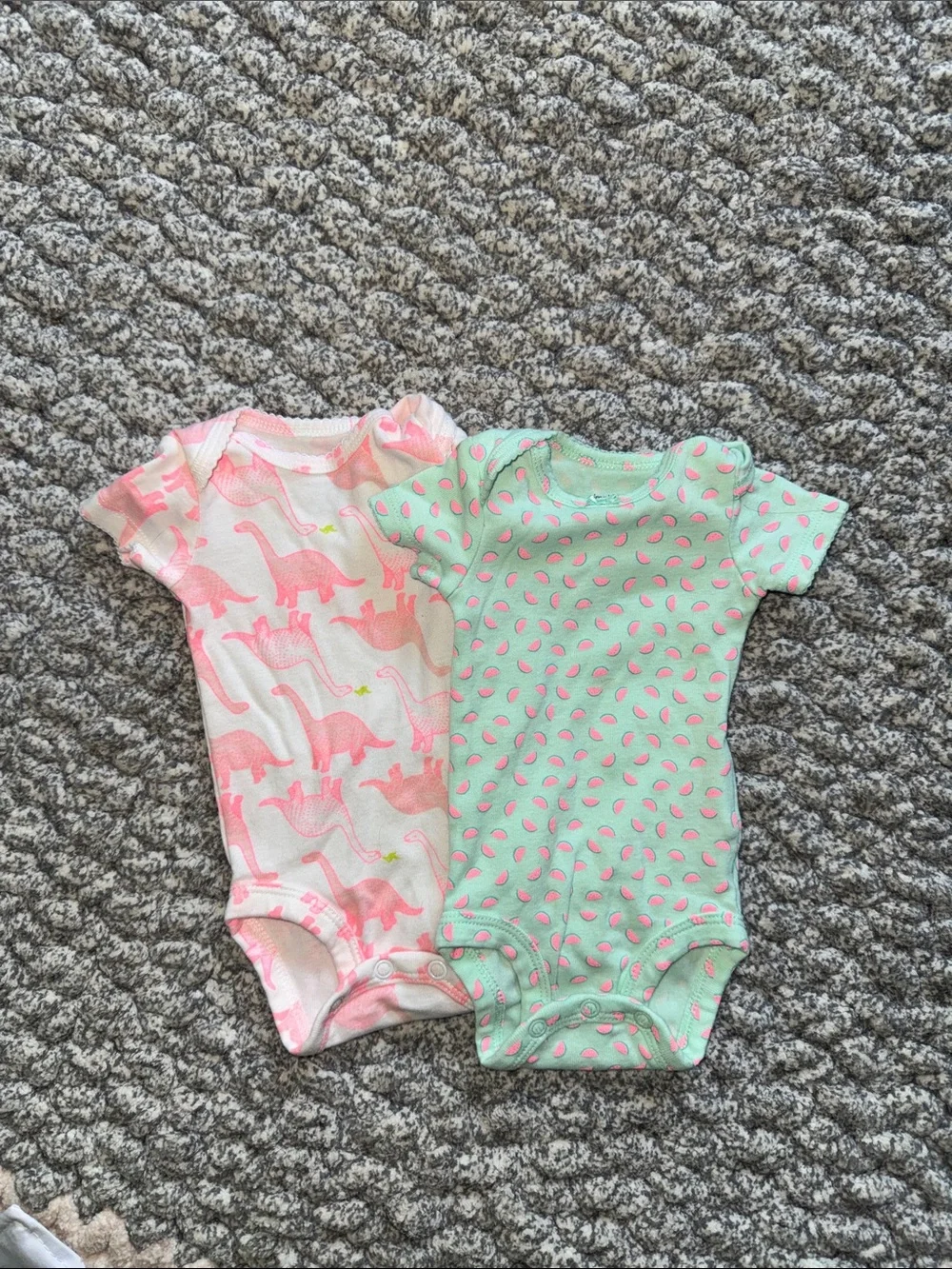 Girls' Short Sleeve One-Piece Bodysuits in Pink & Mint - Pack of 2